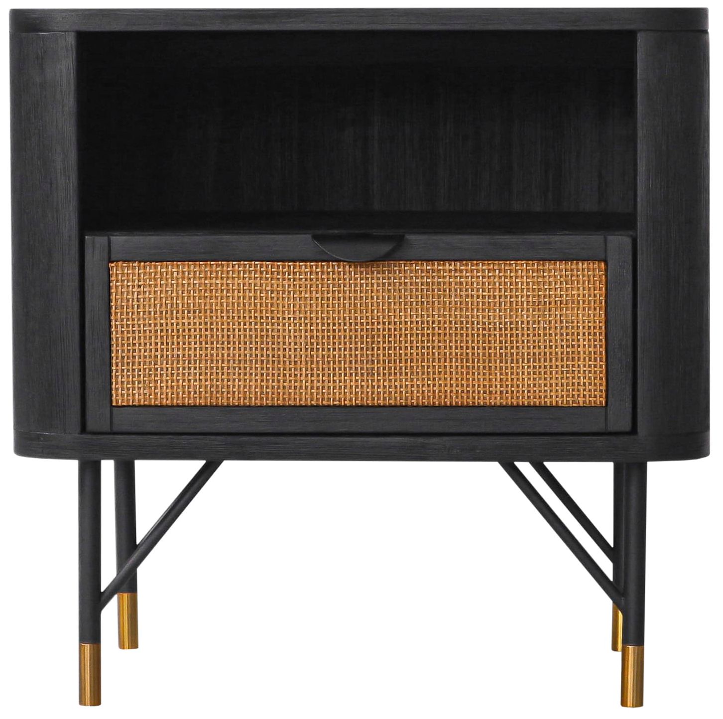 Thumbnail4 of Saratoga 3 Piece Queen Bedroom Set in Black Acacia Wood, Rattan and Metal more views