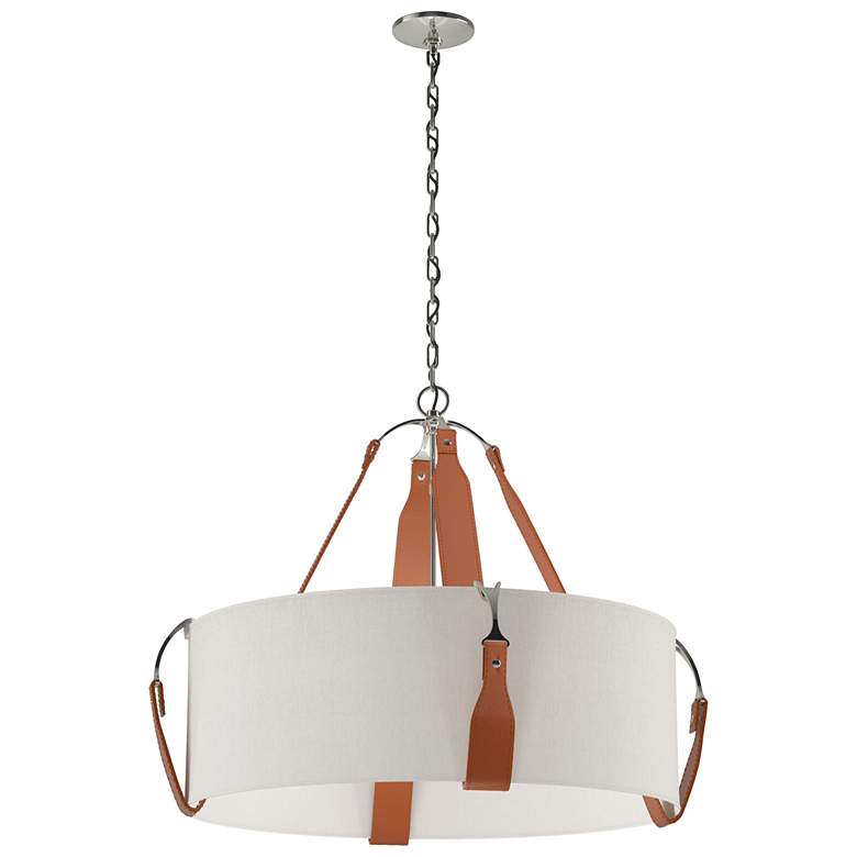 Image 1 Saratoga 31.9" Wide Chestnut Accented Polished Nickel Pendant w/ Flax