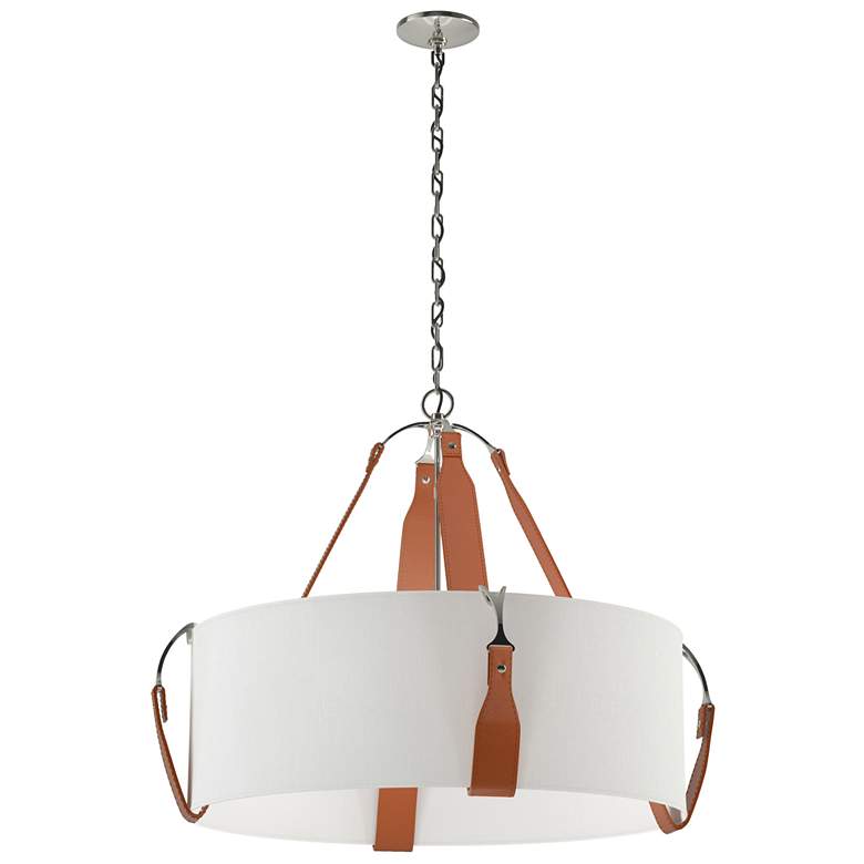 Image 1 Saratoga 31.9"W Chestnut Accented Polished Nickel Pendant w/ Anna Shad
