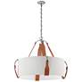 Saratoga 31.9"W Chestnut Accented Polished Nickel Pendant w/ Anna Shad