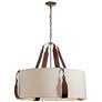Saratoga 31.9"W Large Brown Leather Accented Polished Nickel Pendant