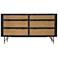 Saratoga Dresser with 6 Drawers in Black Acacia Wood and Rattan