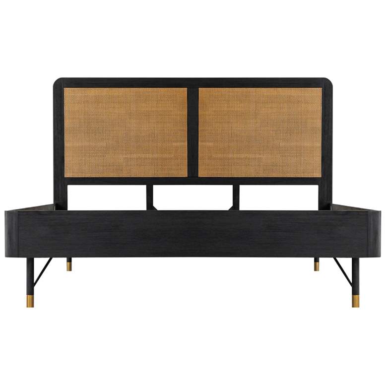 Image 1 Saratoga King Platform Bed in Black Acacia Wood, Rattan and Metal