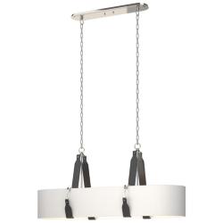 Saratoga Oval Pendant - Polished Nickel - Black - Anna Shade