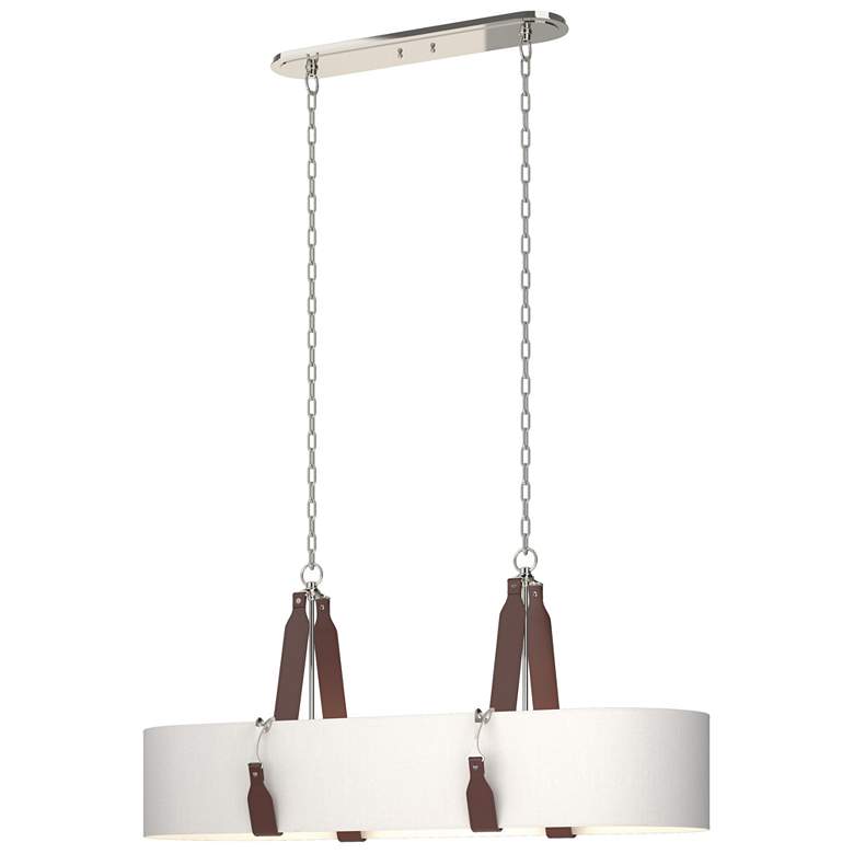 Image 1 Saratoga Oval Pendant - Polished Nickel - British Brown - Anna Shade