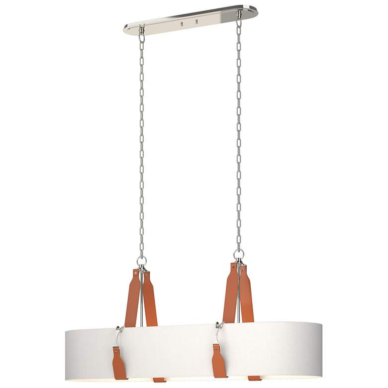 Image 1 Saratoga Oval Pendant - Polished Nickel - Chestnut - Anna Shade