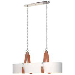Saratoga Oval Pendant - Polished Nickel - Chestnut - Anna Shade