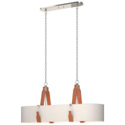 Saratoga Oval Pendant - Polished Nickel - Chestnut - Flax Shade