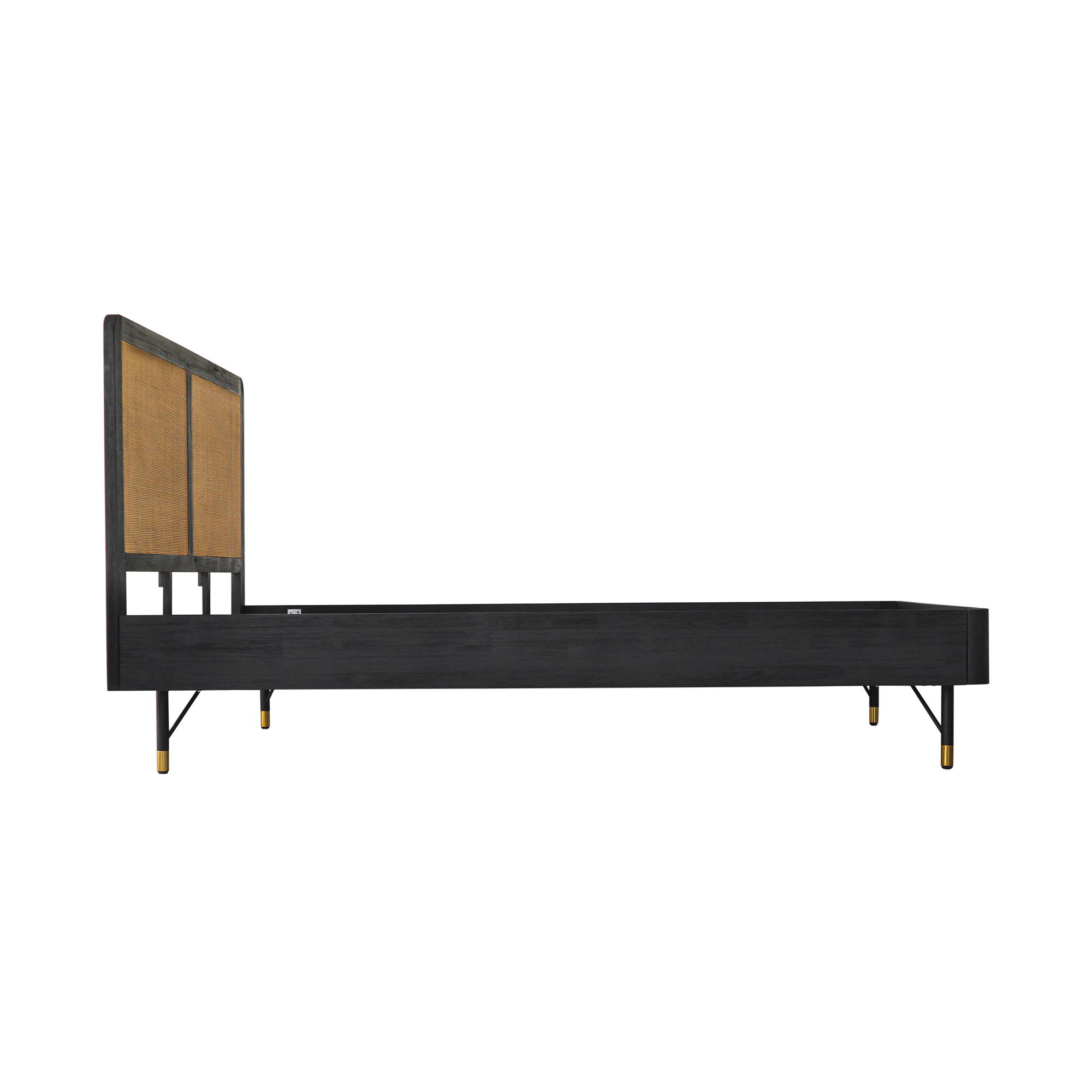 Image 4 Saratoga Queen Platform Bed in Black Acacia Wood, Rattan and Metal more views
