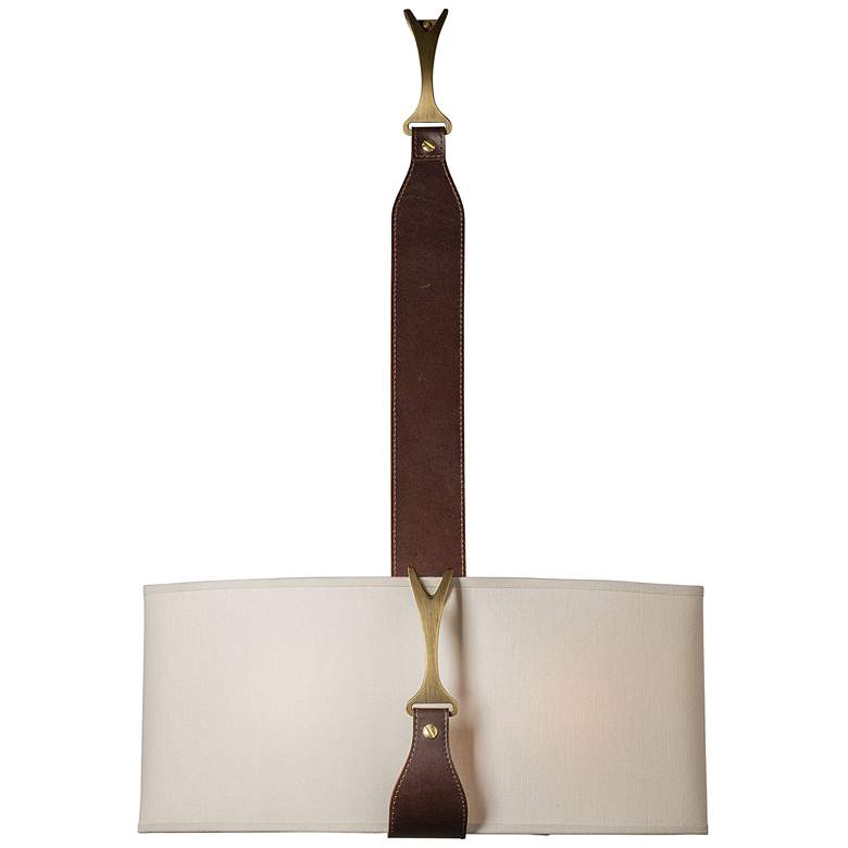 Image 1 Saratoga Sconce - Black - Antique Brass Accents - Natural Linen Shade