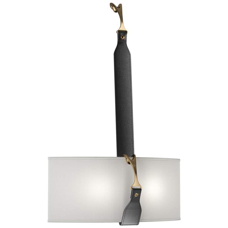 Image 1 Saratoga Sconce - Black - Antique Brass - Black - Natural Anna Shade