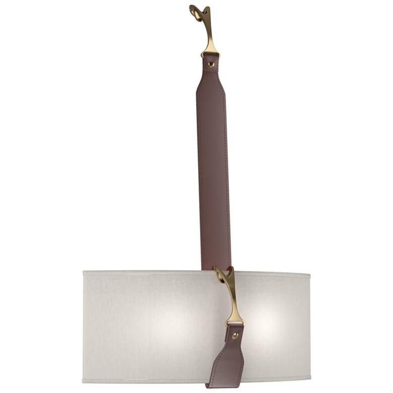 Image 1 Saratoga Sconce - Black - Antique Brass - British Brown - Flax Shade