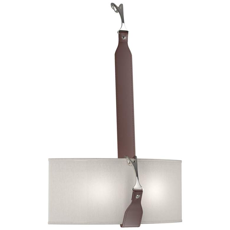 Image 1 Saratoga Sconce - Black - Polished Nickel - British Brown - Flax Shade