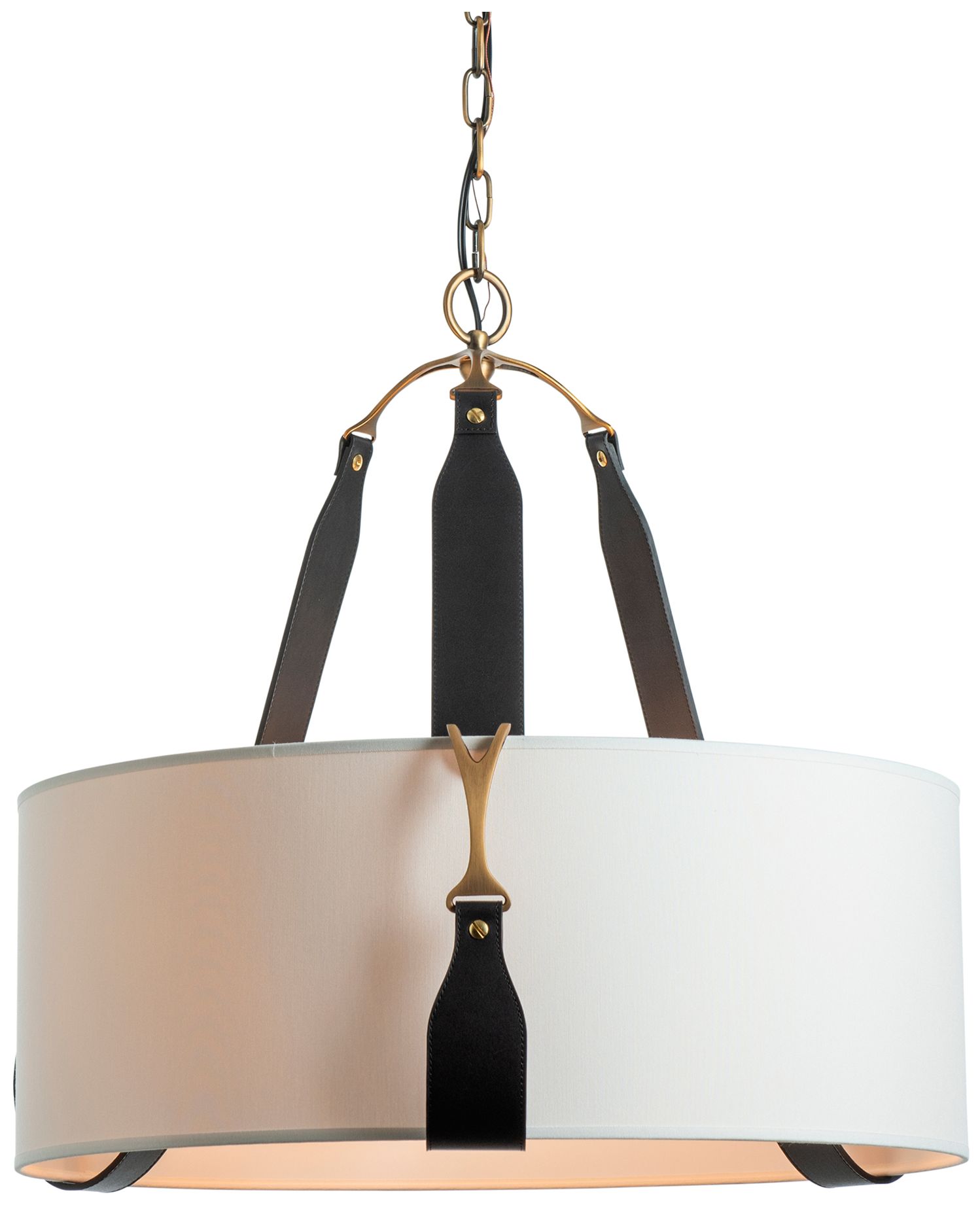 Image 2 Saratoga Small Pendant - Brass Finish - Black Accents - Natural Shade more views
