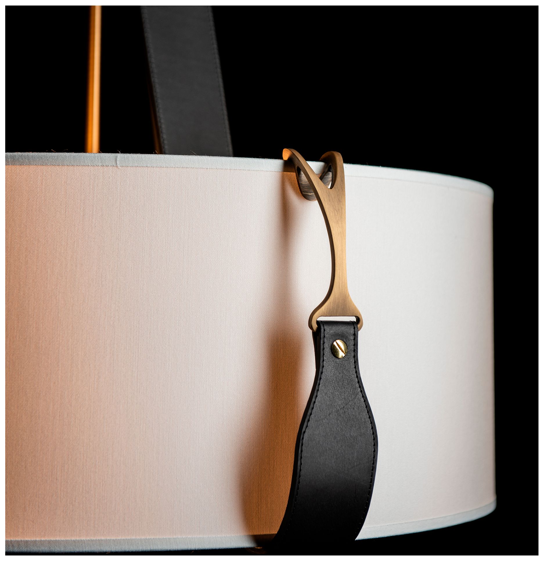 Image 3 Saratoga Small Pendant - Brass Finish - Black Accents - Natural Shade more views