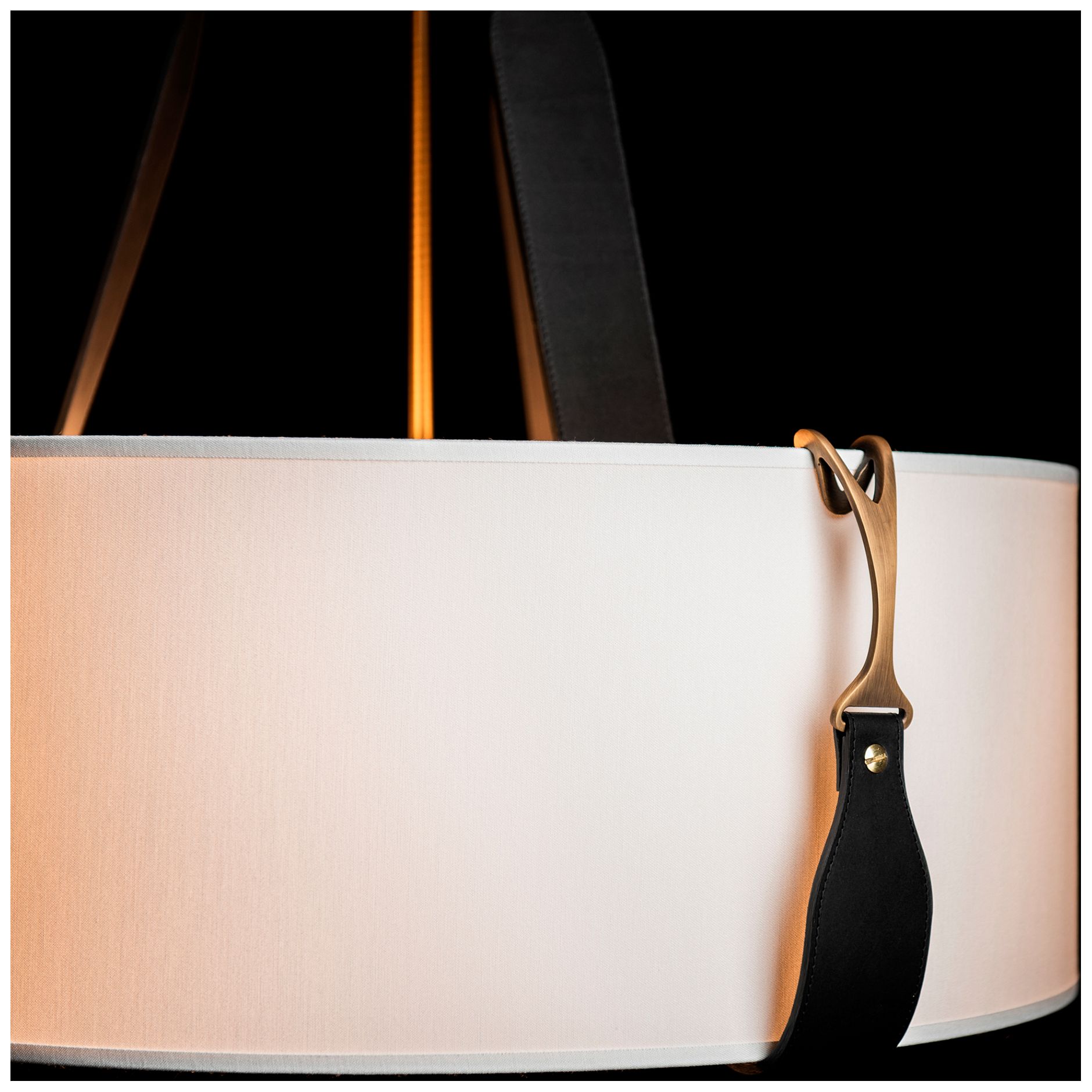 Image 4 Saratoga Small Pendant - Brass Finish - Black Accents - Natural Shade more views