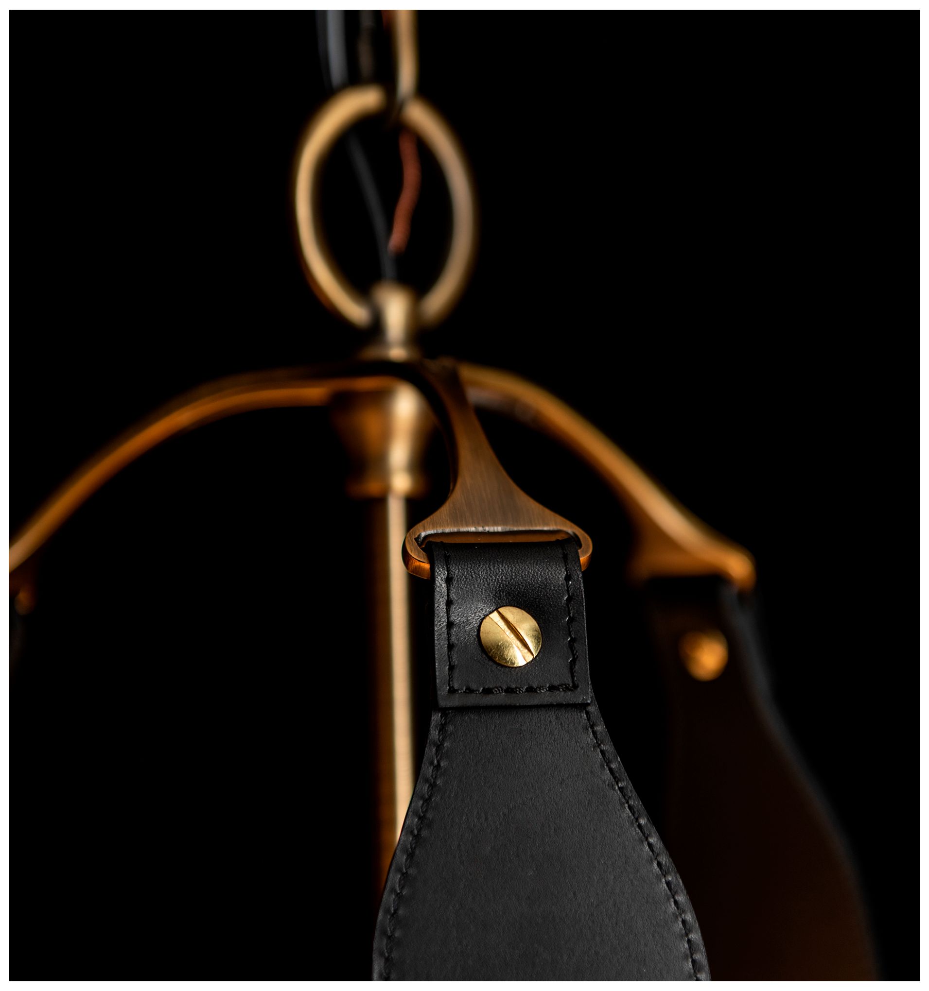 Image 5 Saratoga Small Pendant - Brass Finish - Black Accents - Natural Shade more views