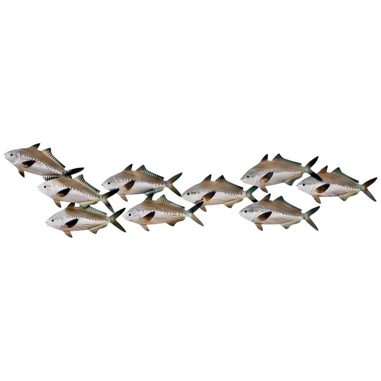 Image 1 Sardine School Swimming Left 36" Wide Metal Wall Art