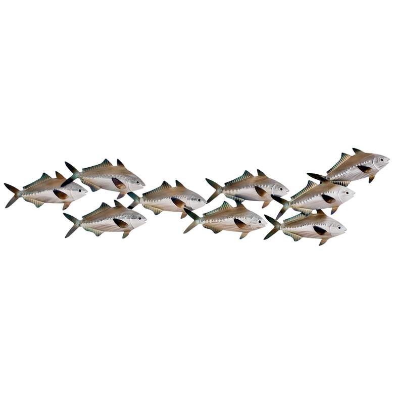 Image 1 Sardine School Swimming Right 36" Wide Metal Wall Art