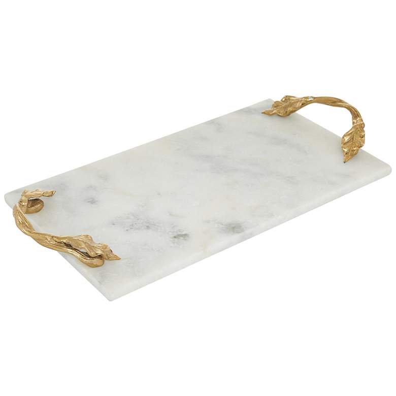 Image 1 Sardinia White Marble Rectangular Serving Tray with Handles