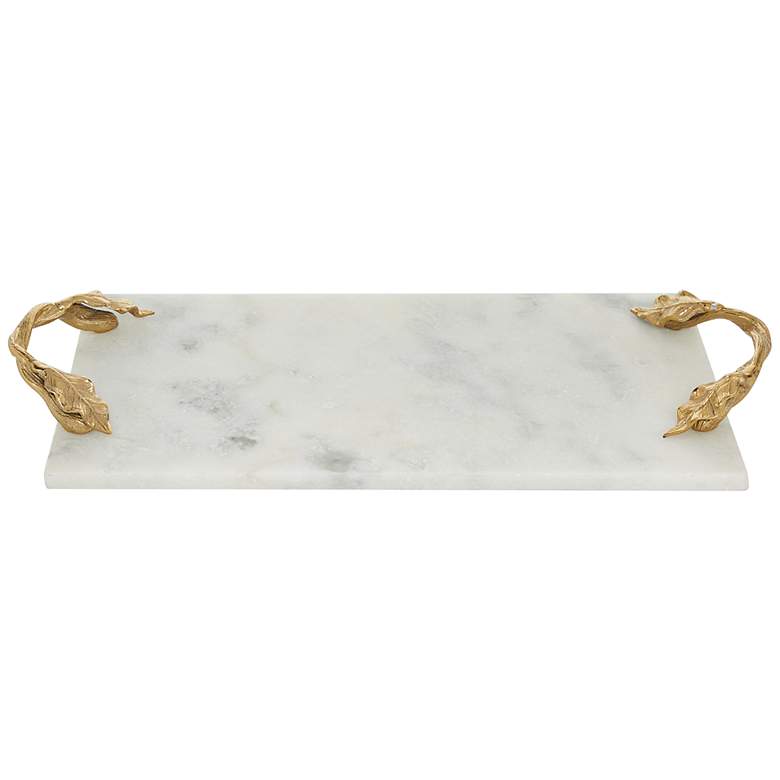 Image 3 Sardinia White Marble Rectangular Serving Tray with Handles more views