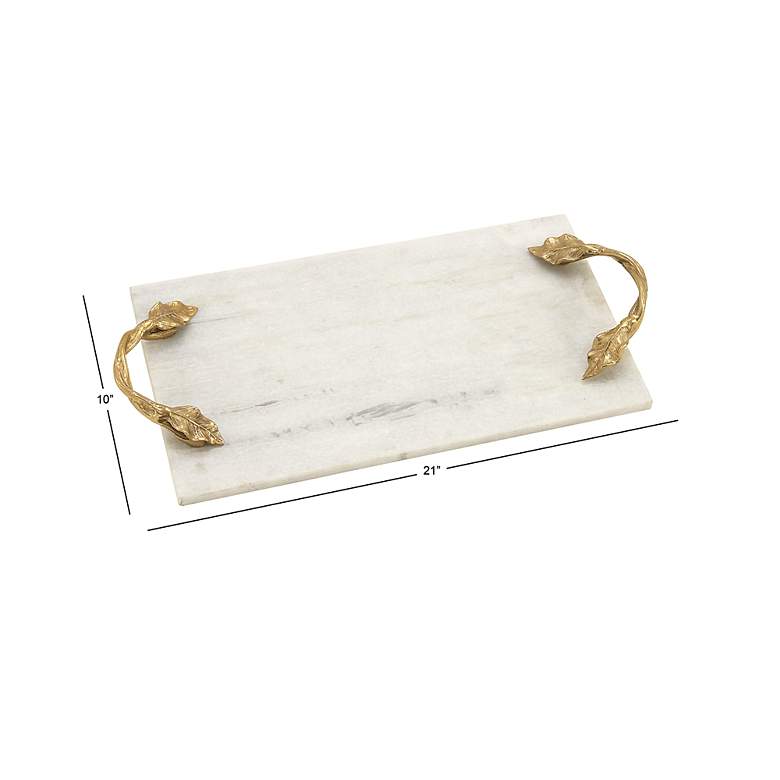 Image 6 Sardinia White Marble Rectangular Serving Tray with Handles more views