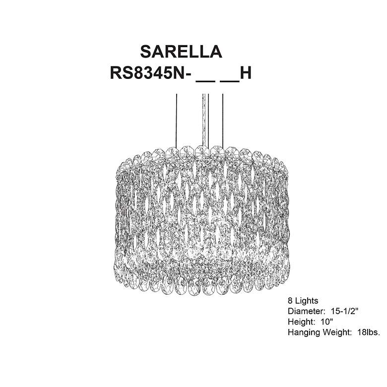Image 4 Sarella 10"H x 15.5"W 8-Light Crystal Pendant in Polished Stainle more views