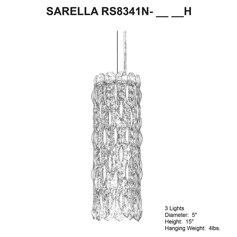 Image 4 Sarella 15"H x 5"W 3-Light Crystal Pendant in Antique Silver more views