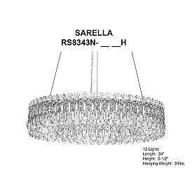 Image5 of Sarella 5.5"H x 24"W 12-Light Crystal Chandelier in Antique Silve more views