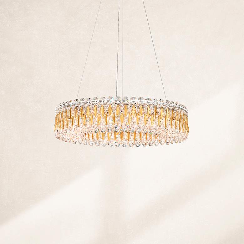 Image 1 Sarella 5.5"H x 24"W 12-Light Crystal Chandelier in Heirloom Gold