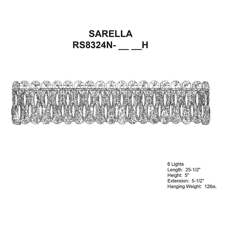 Image 4 Sarella 5.5"H x 25.5"W 6-Light Crystal Bath Bar in White more views