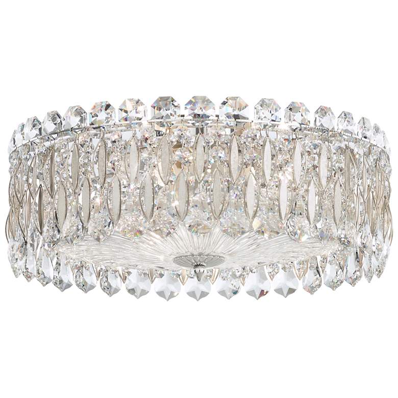 Image 1 Sarella 6.5"H x 15.5"W 3-Light Crystal Flush Mount in Antique Sil