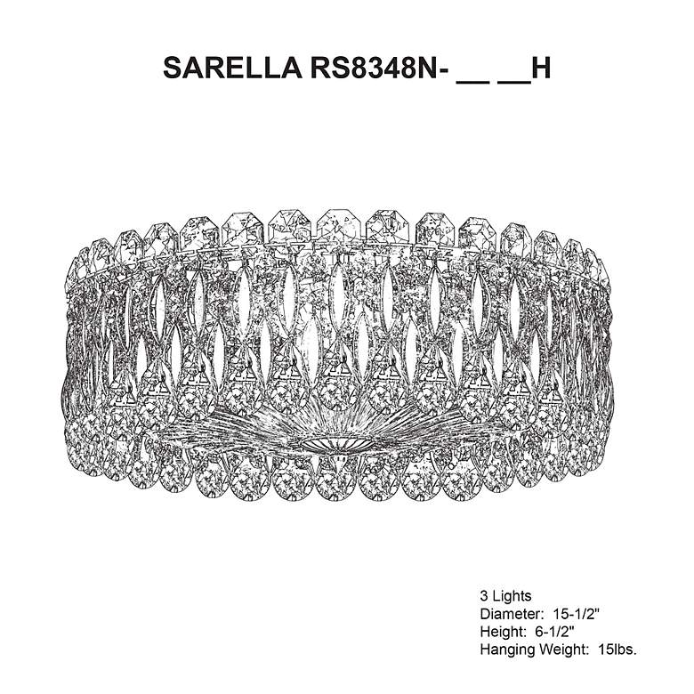 Image 4 Sarella 6.5"H x 15.5"W 3-Light Crystal Flush Mount in Antique Sil more views