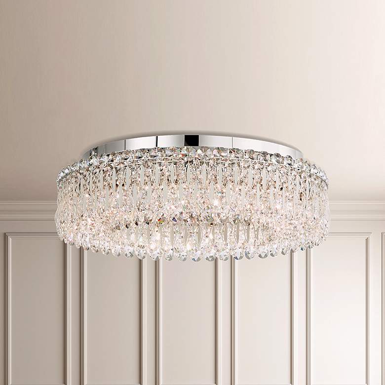 Image 1 Sarella 7.5"H x 24"W 12-Light Crystal Flush Mount in White