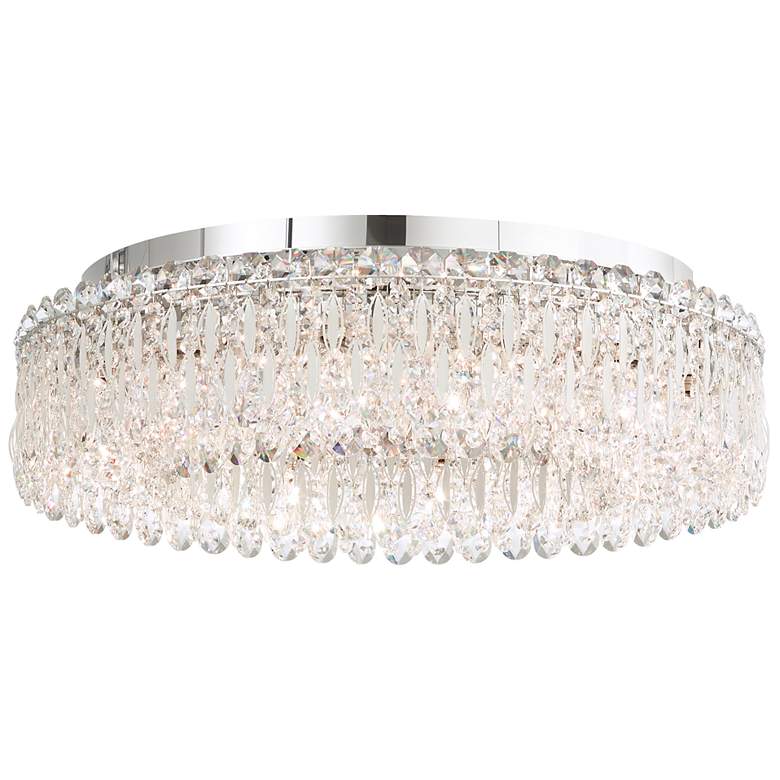 Image 1 Sarella 7.5 inchH x 24 inchW 12-Light Crystal Flush Mount in White