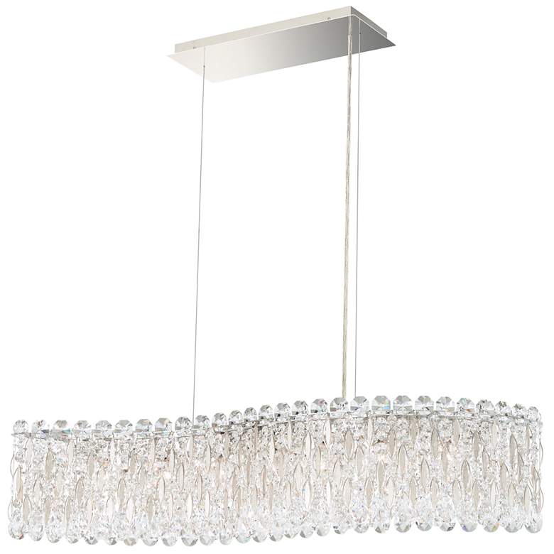 Image 1 Sarella 8"H x 32.5"W 7-Light Crystal Linear Chandelier in Antique