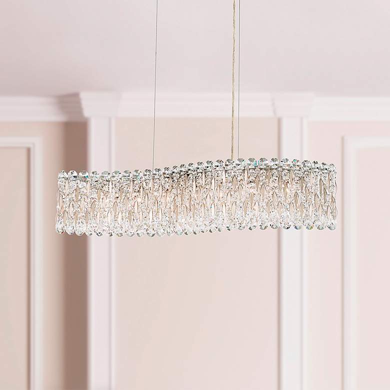 Image 1 Sarella 8"H x 32.5"W 7-Light Crystal Linear Chandelier in Antique