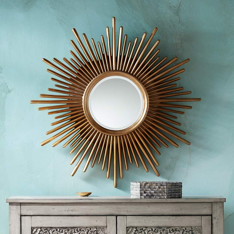 Image 1 Sarino Gold 36 1/4" Round Sunburst Accent Mirror