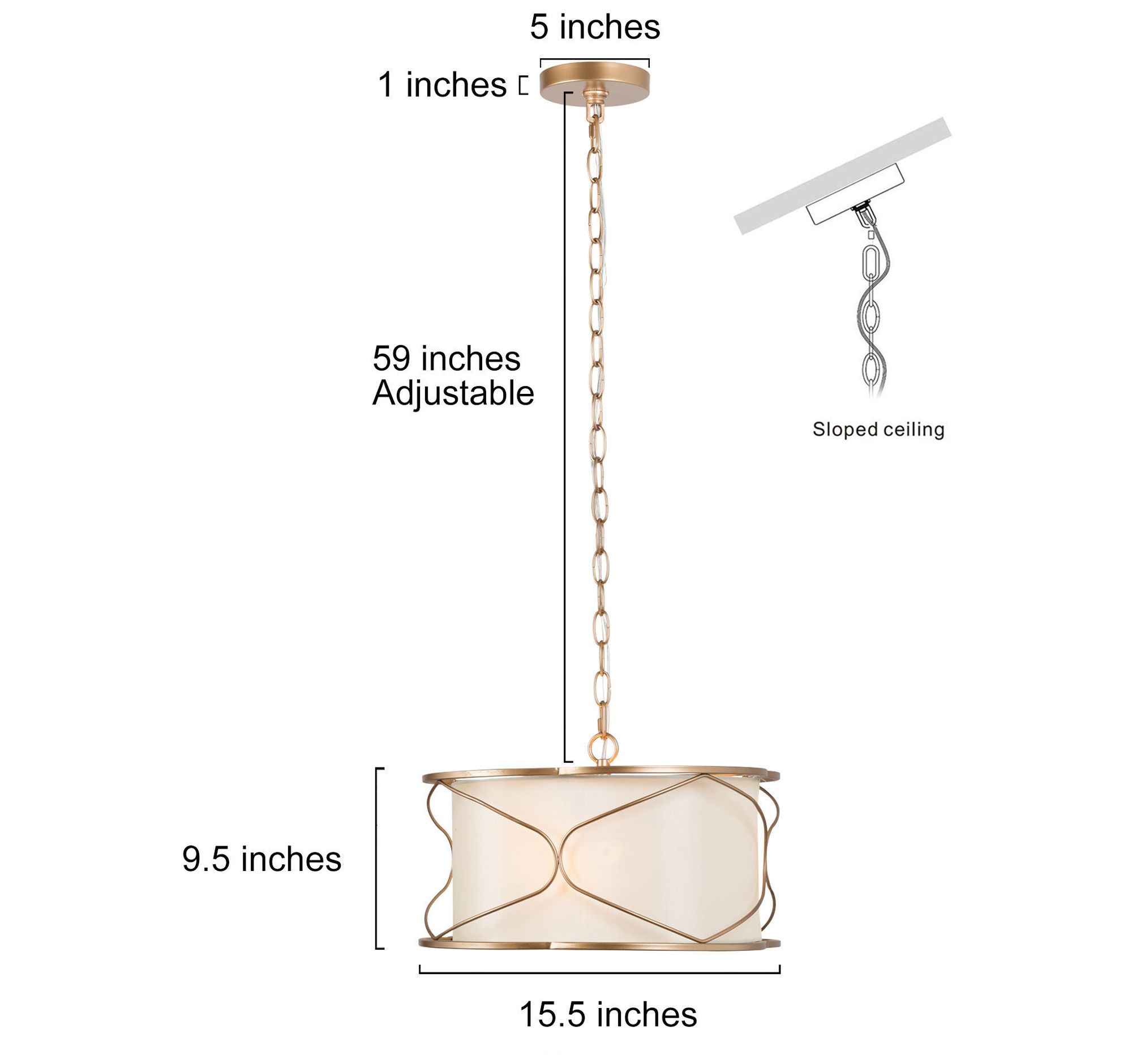 Image 2 Sarla 15.7"W Satin Brass 3-Light Drum Shaded Kitchen Pendant more views