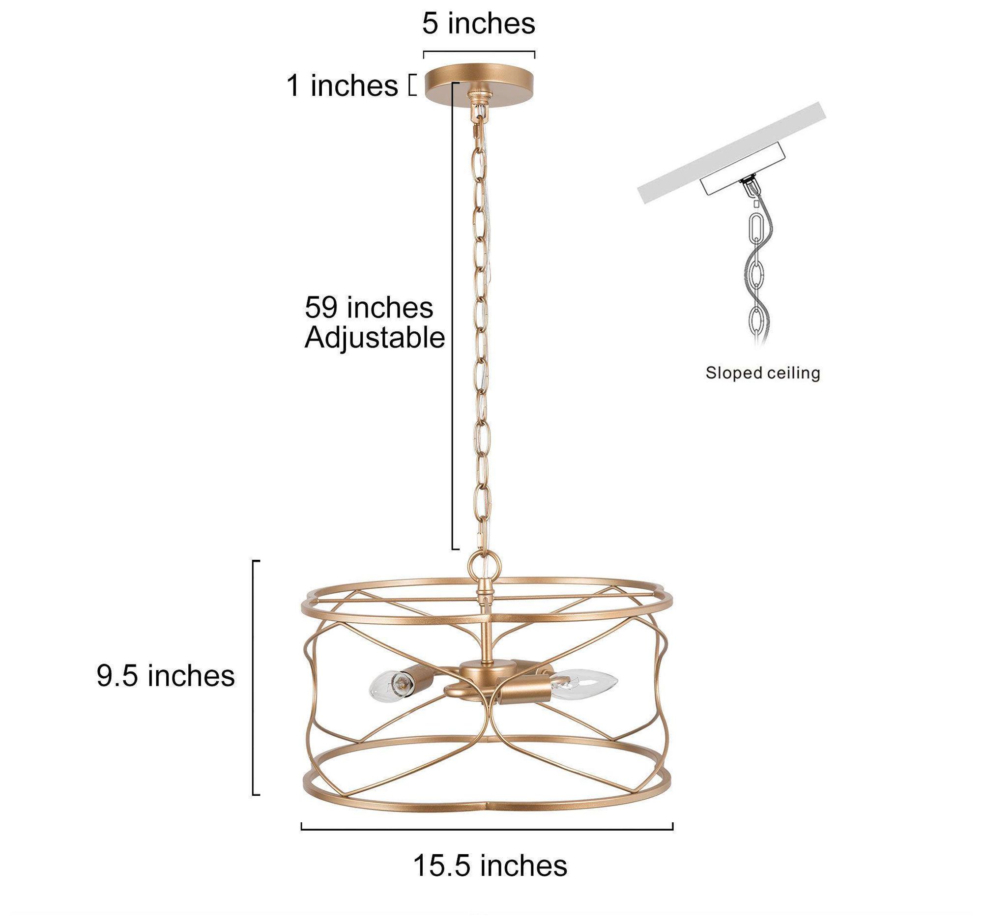 Image 2 Sarla 15.7"W Satin Brass 3-Light Metal Drum Kitchen Pendant more views