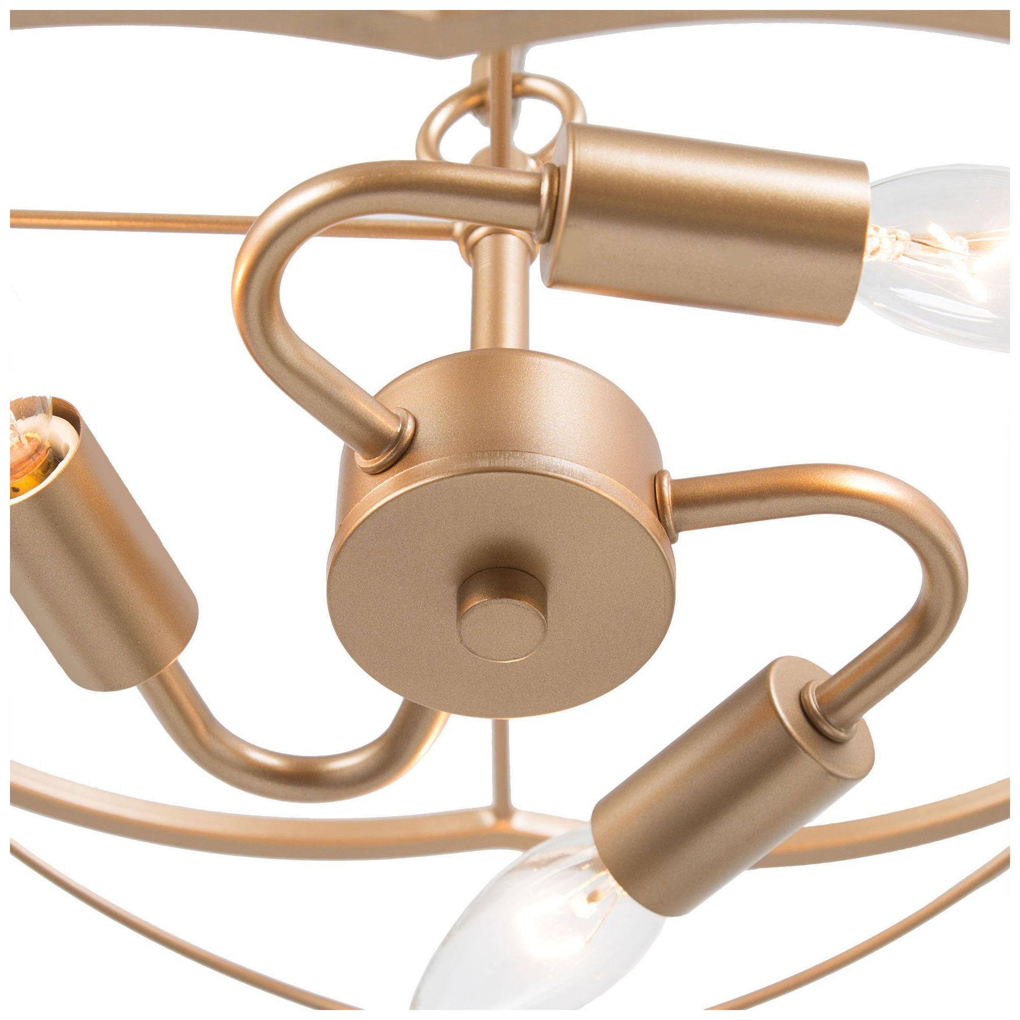 Image 3 Sarla 15.7"W Satin Brass 3-Light Metal Drum Kitchen Pendant more views