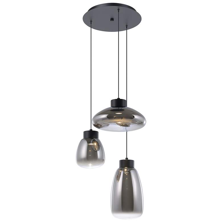 Image 2 Sarnarra 3-light Black 3CCT LED Pendant Light more views