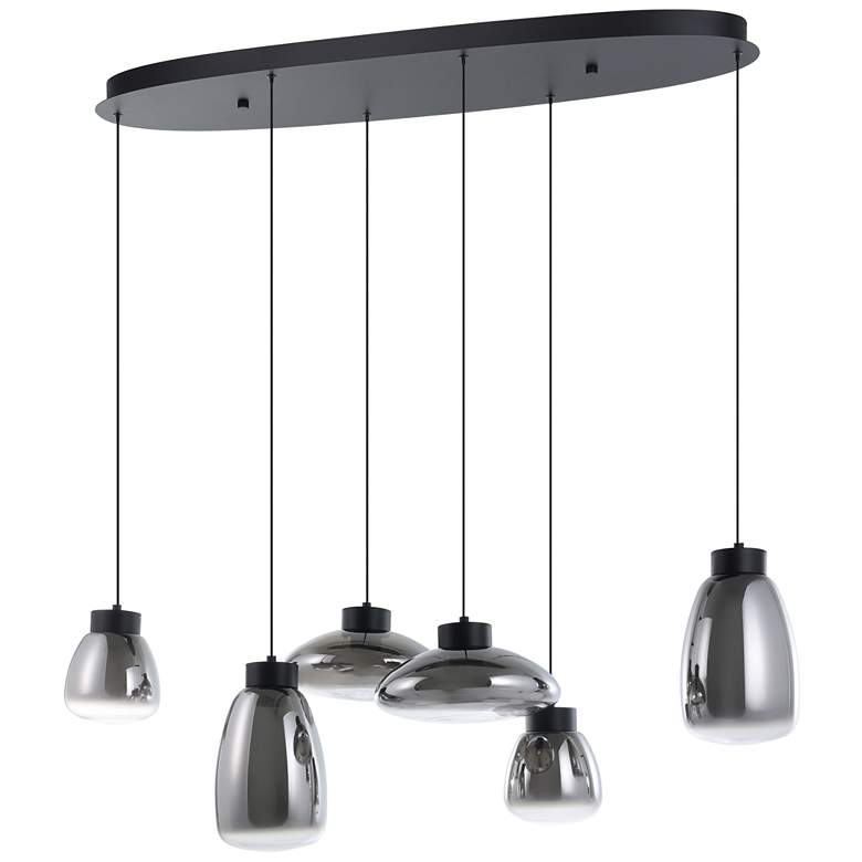Image 2 Sarnarra 6-light Black 3CCT LED Pendant Light with Chrome
