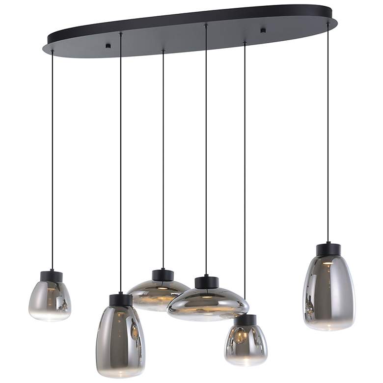 Image 3 Sarnarra 6-light Black 3CCT LED Pendant Light with Chrome more views