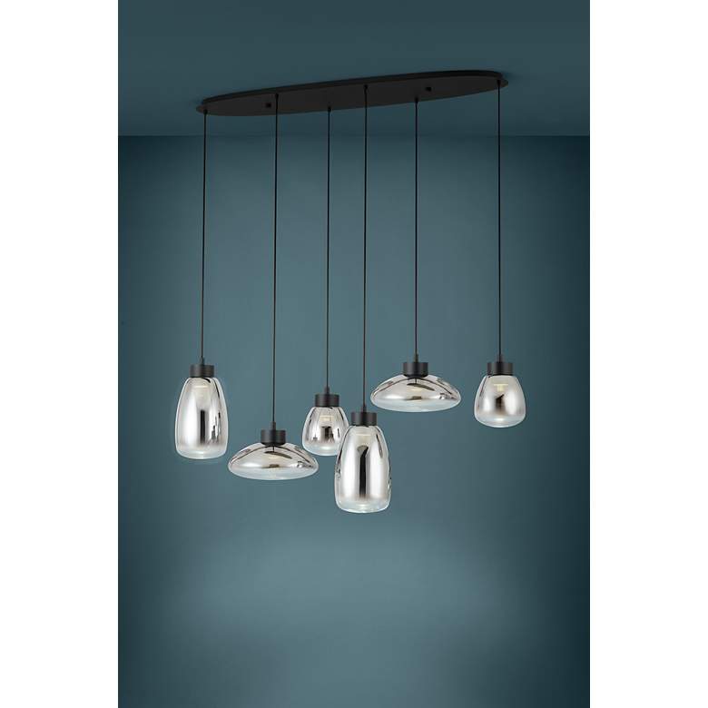 Image 4 Sarnarra 6-light Black 3CCT LED Pendant Light with Chrome more views