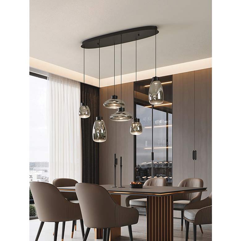 Image 5 Sarnarra 6-light Black 3CCT LED Pendant Light with Chrome more views