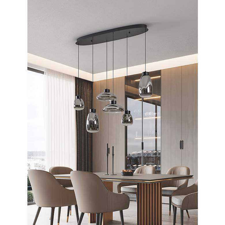 Image 6 Sarnarra 6-light Black 3CCT LED Pendant Light with Chrome more views