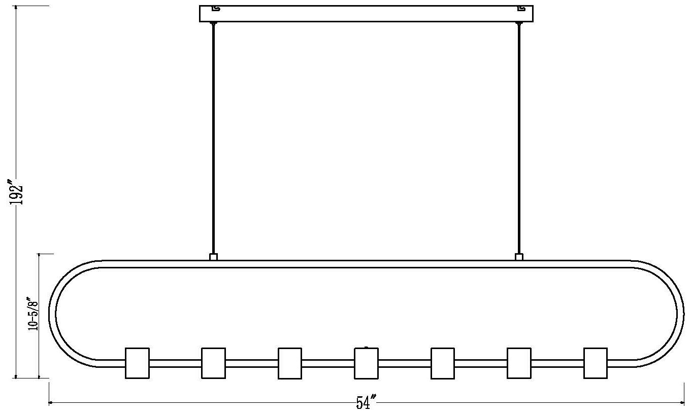 Saros by Z-Lite 54 inch Matte Black 7 Light Linear Chandelier