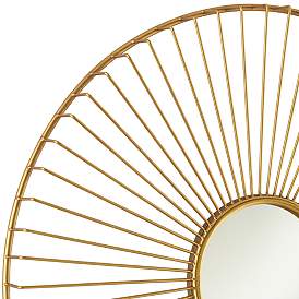 Image3 of Sarra Gold Leaf Metal 33" Round Wall Mirror more views