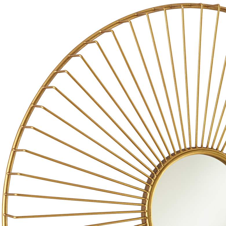 Image 3 Sarra Gold Leaf Metal 33" Round Wall Mirror more views